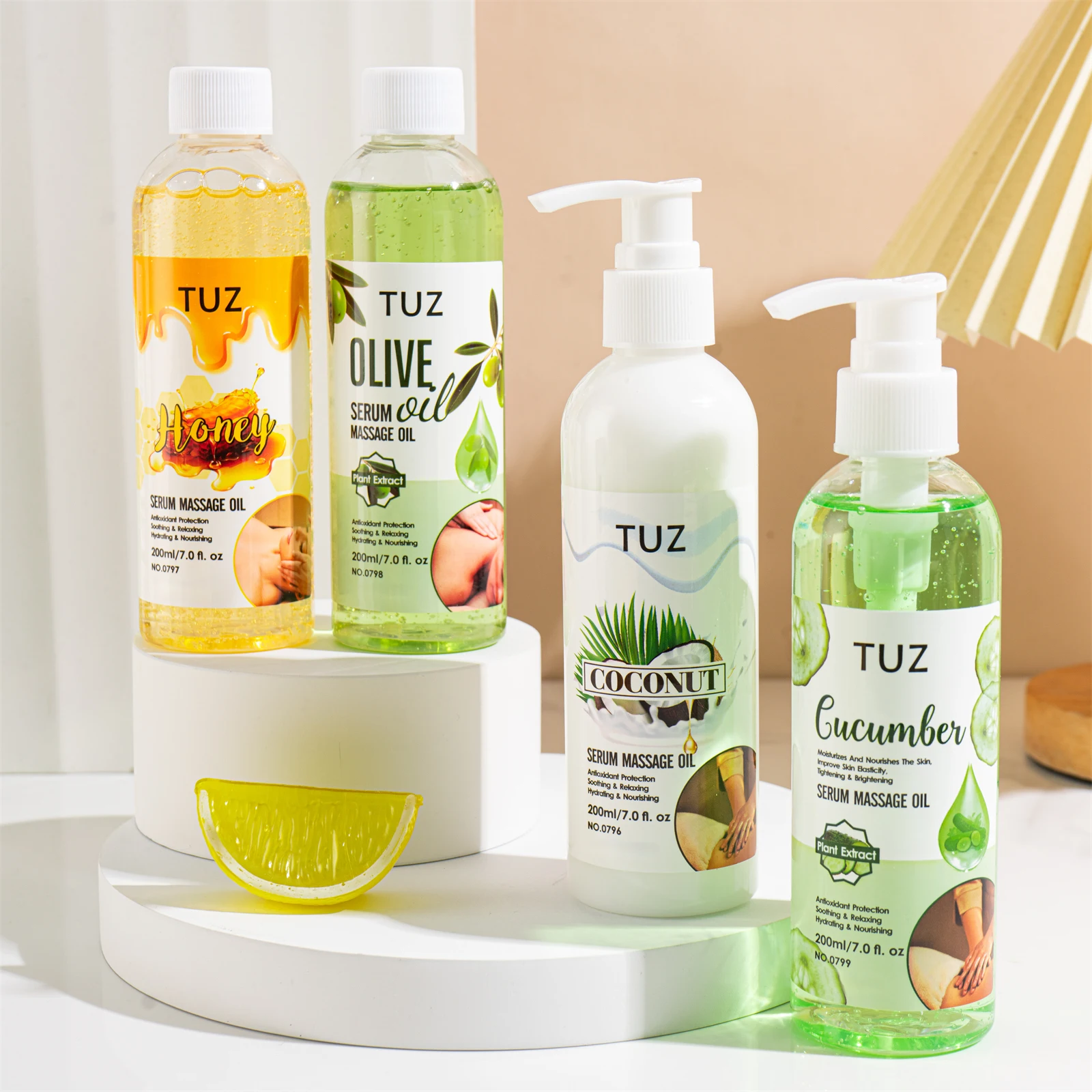 TUZ Body Massage Oil for Relaxing Olive Honey Coconut Dry Skin Care Moisturize Nourish Smooth Body Oil Men Women 200ml/7.0 fl.oz