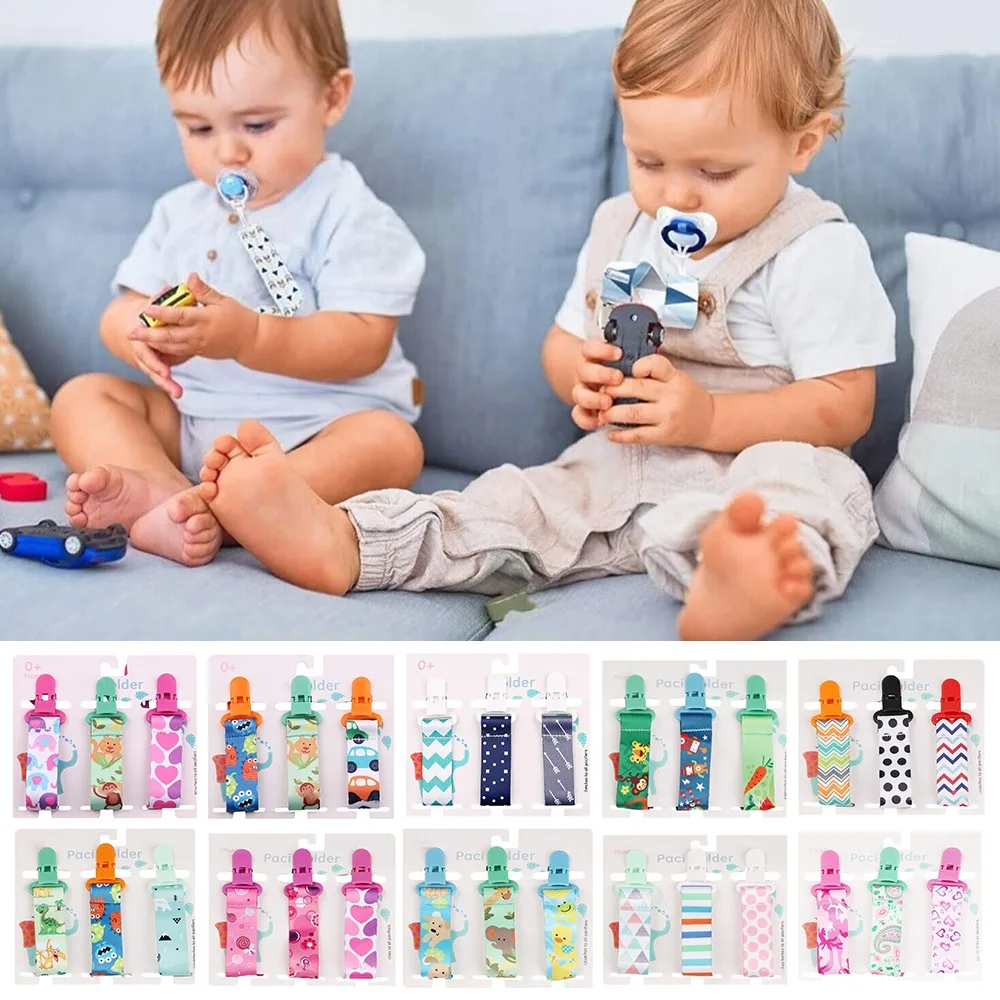 

3PCs Pacifier Chain Bracket Dummy Clips Cartoon Print Baby Care Pacifier Chain Soother Holder Safe Baby Pacifier Clip Travel