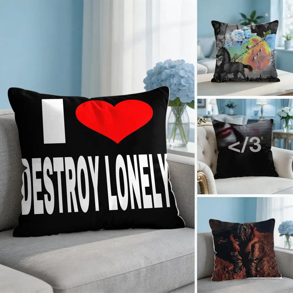 Rapper Singer D-Destroy Lonely Cushion Cover Soft Short Plush Throw Pillow Cover Hidden Zipper Cutecore Sofa Bedroom Home Decor
