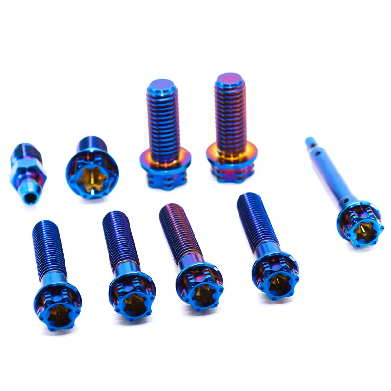 TC4 Titanium Alloy Plum Blossom Screw Brake Caliper Screws Set Motorcycle Modification Titanium Bolts