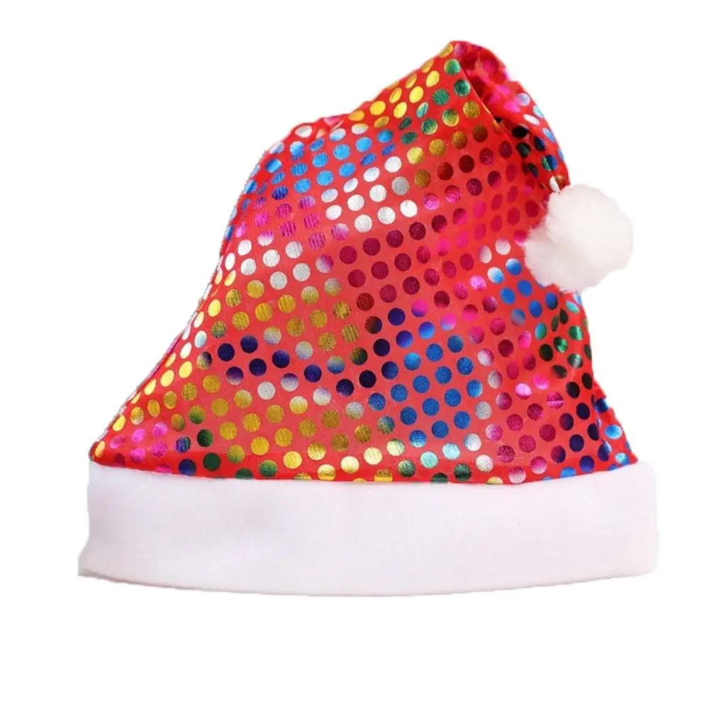 

Printed Beads Christmas Hat with Plush Ball Merry Christmas Decoration Santa Claus Hat Korean Style Velvet Plush Beanie Children