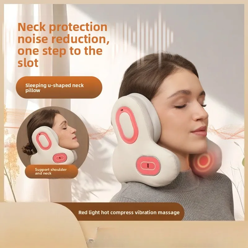 

Снижение шума сна ANC Массаж шеи Горячий компресс Портативная U-образная подушка для шеи