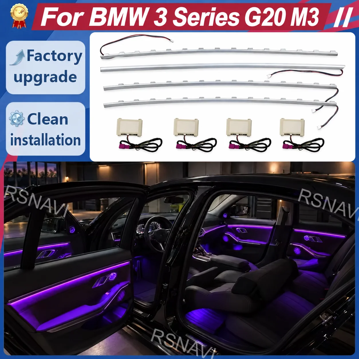 11-Color LED Car Door Ambient Light for BMW 3 Series G20 M3 Enhanced Interior Lighting Upgrade Decorative Automotive Accessories