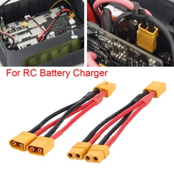 Cable macho/hembra XT60, conector de batería paralelo, Cable de silicona de 3 vías, 14AWG, doble extensión, divisor Y para Motor de cargador de batería