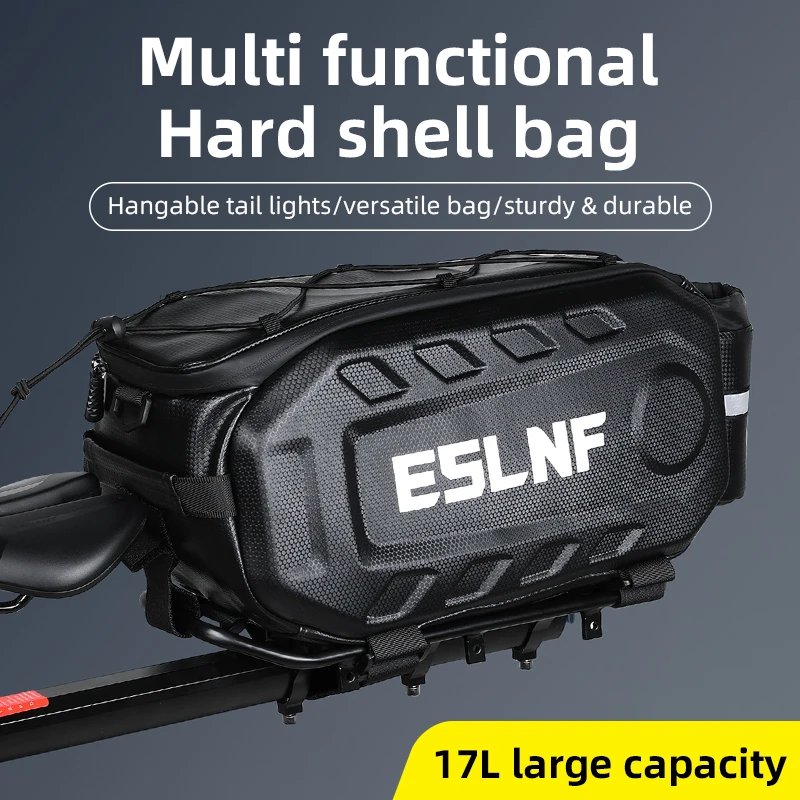 ESLNF Bike Bag Mountain Road Bike Riding After Carrying Bag Hard Shell EVA Waterproof 17L Large Capacity Shelf Bag Riding Luggag