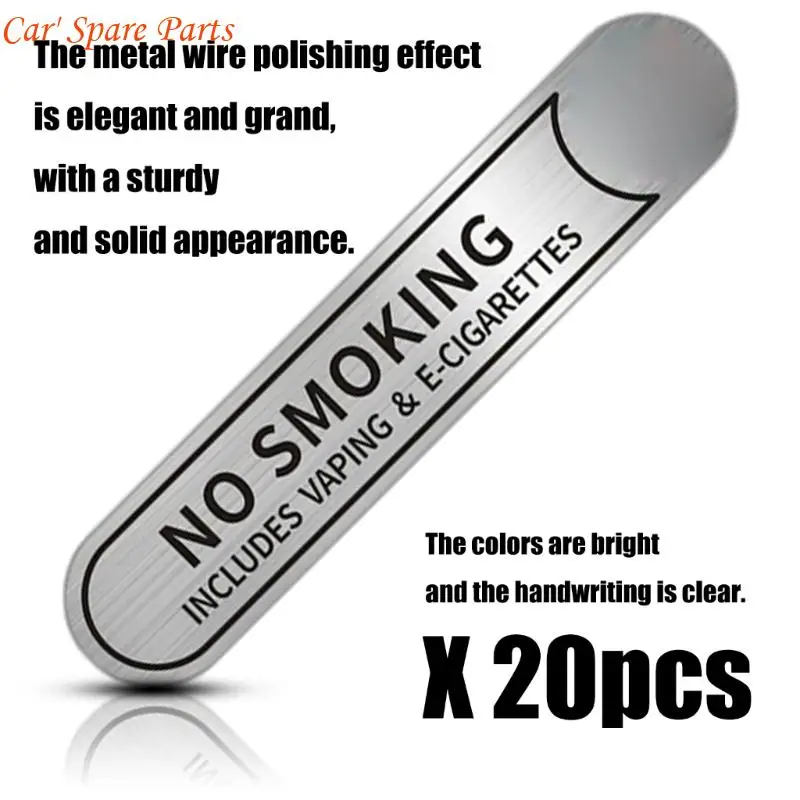 Y4UA 20Pcs No Smokings Car Stickers Clear Warning Sign For Vehicles Indoor Outdoor