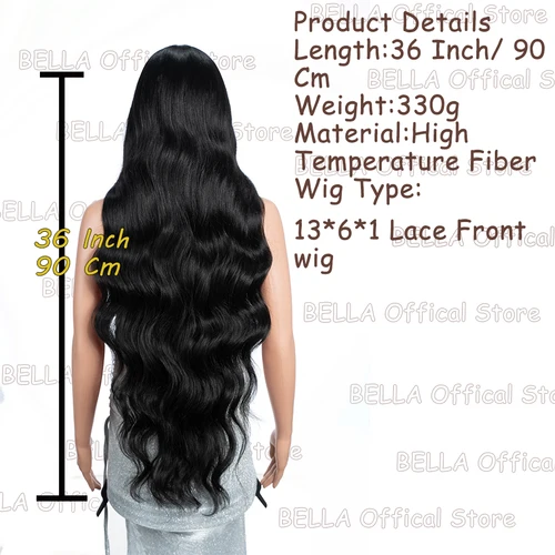 Imagen 2 del producto FASHION IDOL, pelucas onduladas de cuerpo suelto de 36 pulgadas/90cm, pelucas de encaje sintético para mujeres negras, pelucas de Cosplay Rubio degradado, fibra resistente al calor