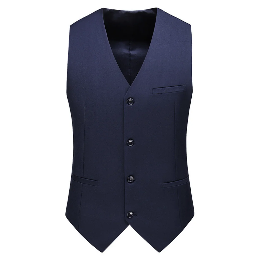 Costume Décontracté de Couleur Unie pour Homme, Gilet à la Mode