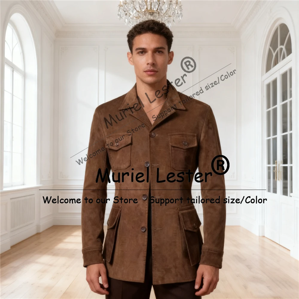 

Классический однотонный мужской пиджак, индивидуальный однобортный пиджак для выпускного вечера, мужское пальто в стиле сафари, одежда для деловых вечеринок, цельный предмет