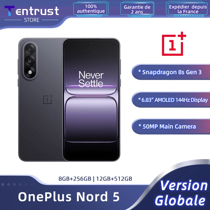 Oneplus Nord 5 Smartphone 5g Snapdragon 8S Gen 3 cran Amoled 6,83