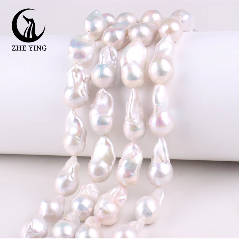 Zhe Ying 5A Baroque Freshwater Pearl 100% Real Irregular White Mother of Pearl Beads for Jewelry Making DIY Bracelet Accessories