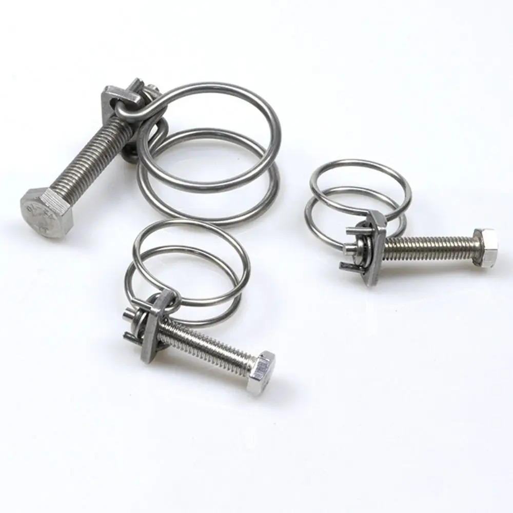 1Pc Double Wire Hose Clamp Throat Hoop Fixed Pipe Clip 304 Stainless Steel Assortment Kit Pipe Hoop