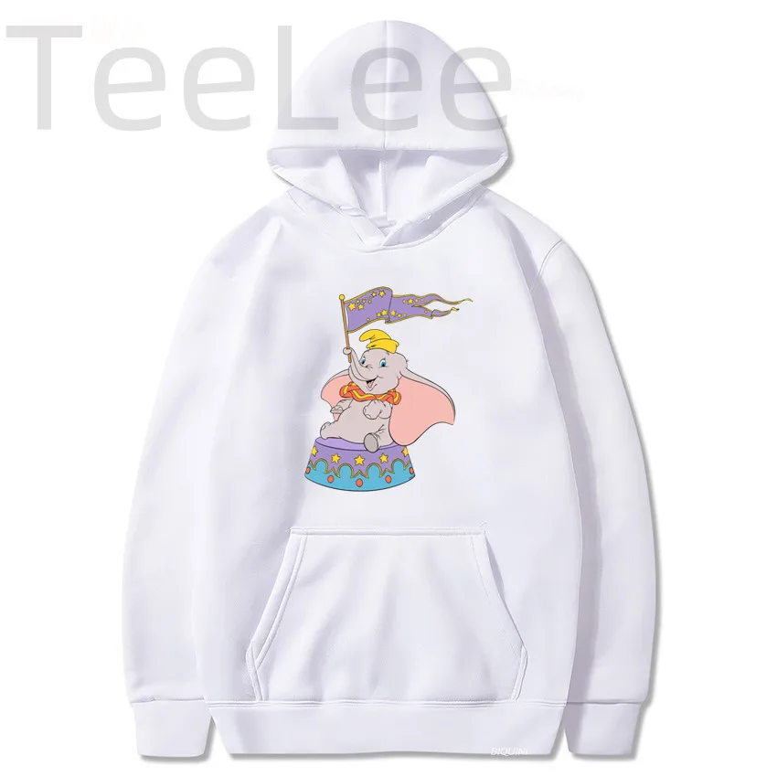 Women Cute Dumbo Hoodie Anime Clorhing Girls Funny Cartoon I Just Can Fly Letter Sweatshirt Ullzang Kawaii Graphic Hoody