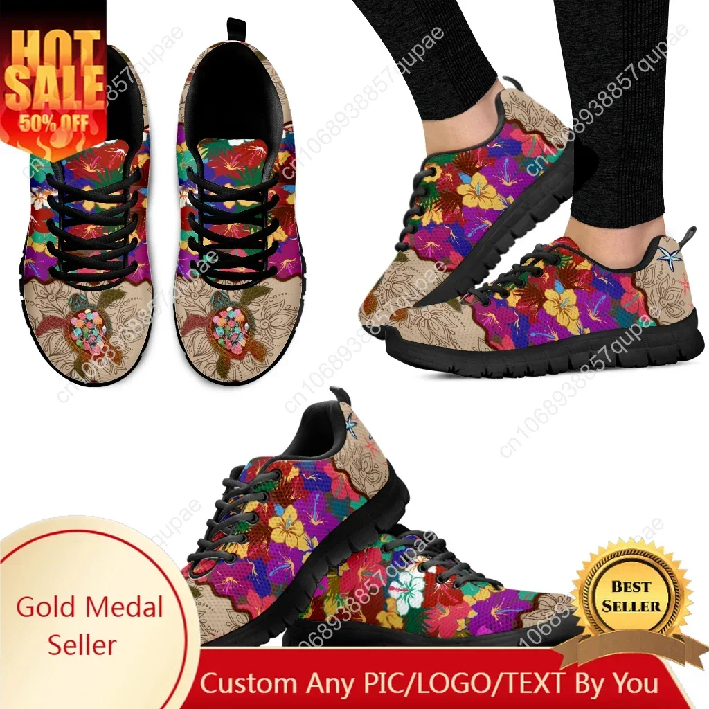 Polynesische schildpad mode Hawaiiaanse hibiscus print sportschoenen heren dames sneakers casual aangepaste hoge kwaliteit paar schoenen