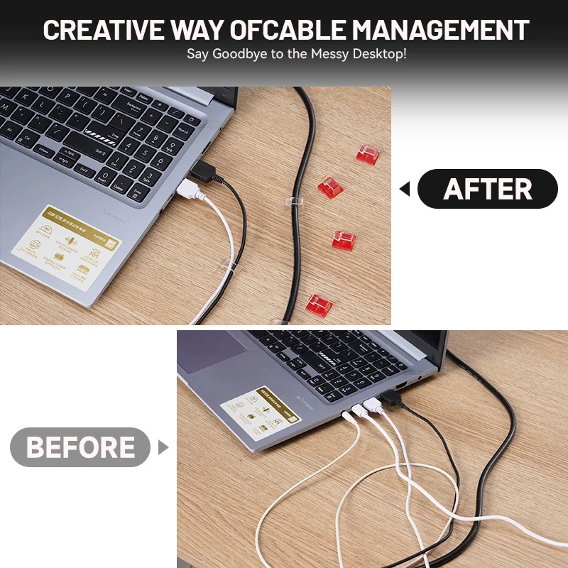 8Pcs Cable Clips Self Adhesive Cord Management Office Wire Holder Organizer Clamp Cable USB Charging Data Line Bobbin Winder