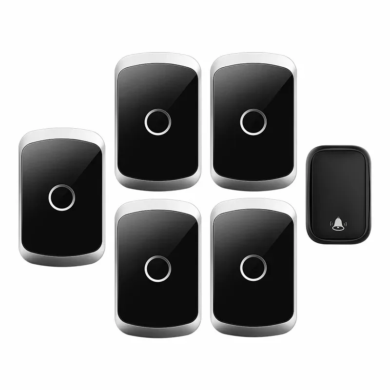 CACAZI Self-powered Waterproof Wireless Doorbell No Battery Chime Home Door Bell 150M Remote US EU UK Plug 1 Button 5 Receiver