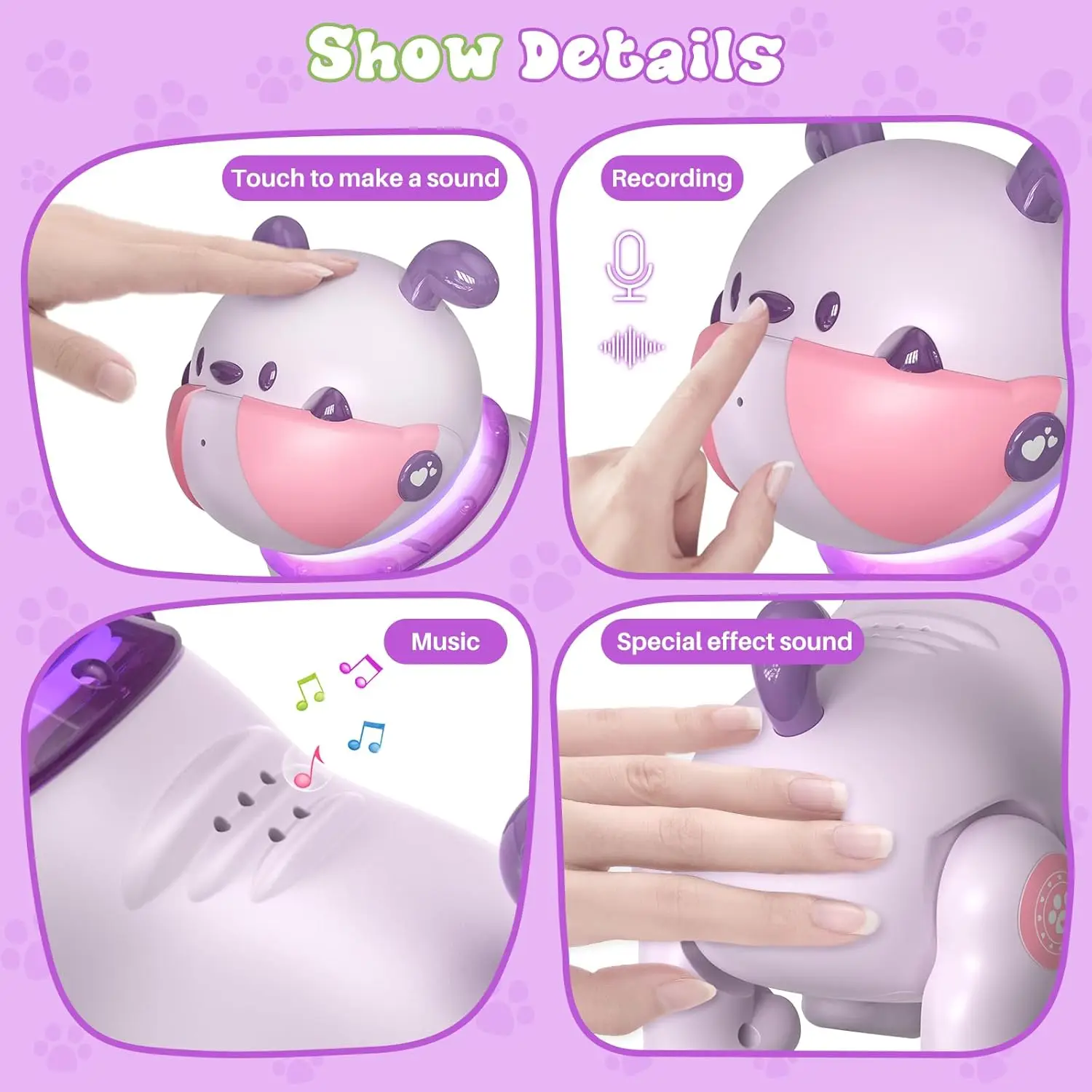 子供用ロボット子犬おもちゃ、リモコンロボットペット、ダンス音楽録音機能付きRCロボット犬、幼児男の子女の子へのギフト