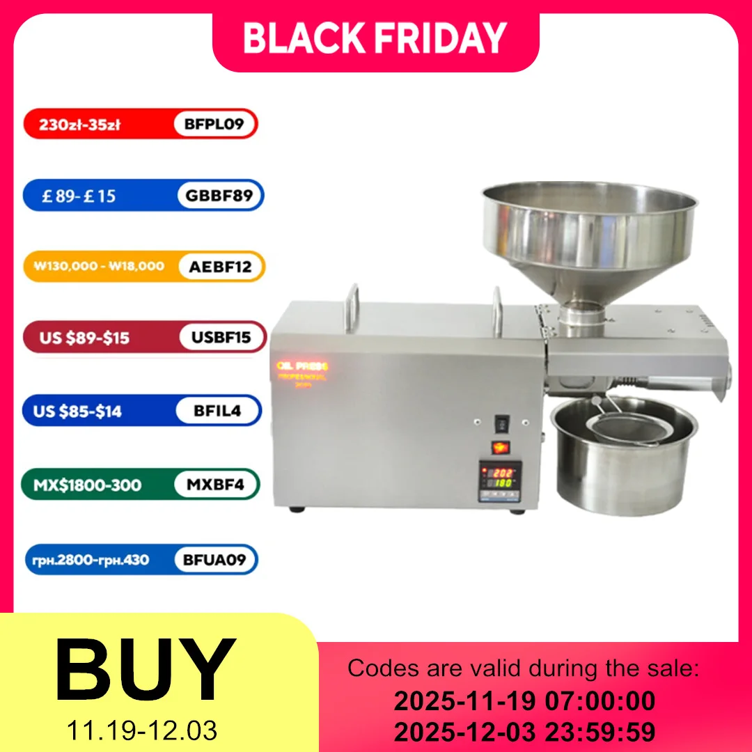 

Масляный Пресс S8, 220 В/110 В, 1500 Вт, Электрический экстрактор масла, Масляный Пресс из нержавеющей стали с высокой скоростью нажатия