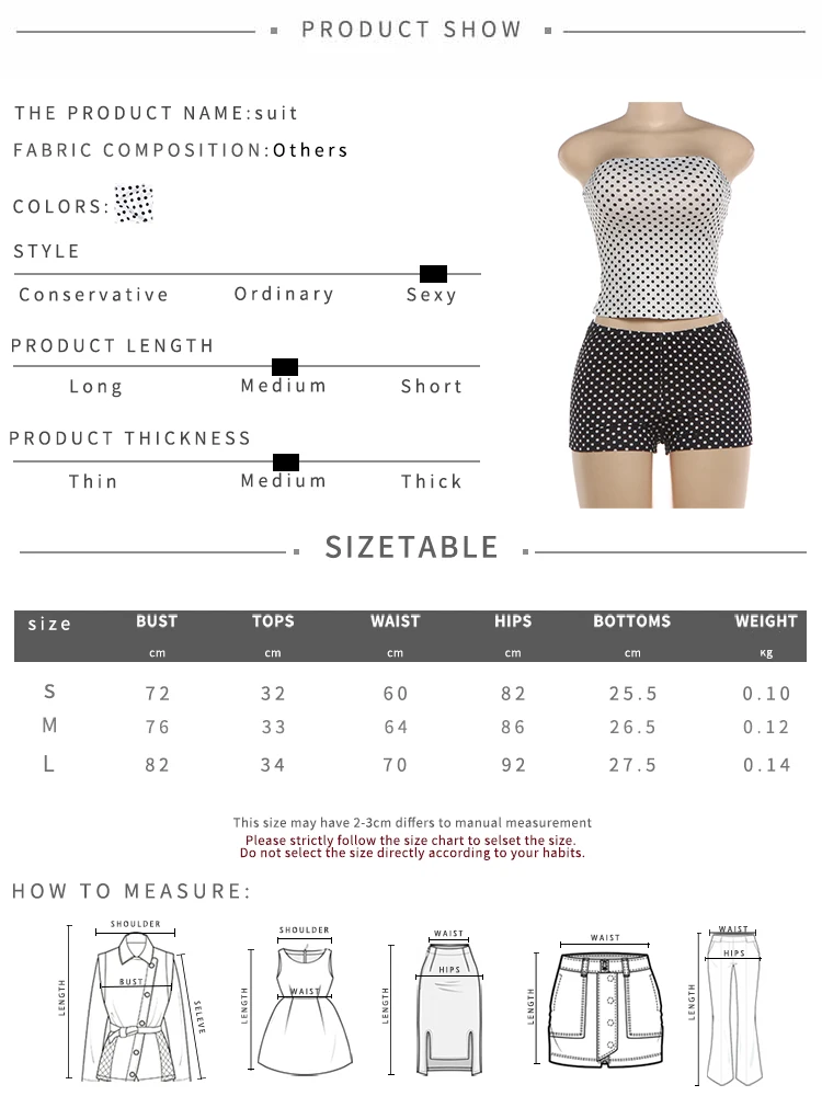 Kliou Sexy Modisches 2-Teiliges Set für Damen mit Polka-Dot-Print, Wickeloberteil, Rückenfreies Tanktop + Figurbetonte Pfirsichfarbene Hüftshorts, High-Street-Outfits – Detail 1