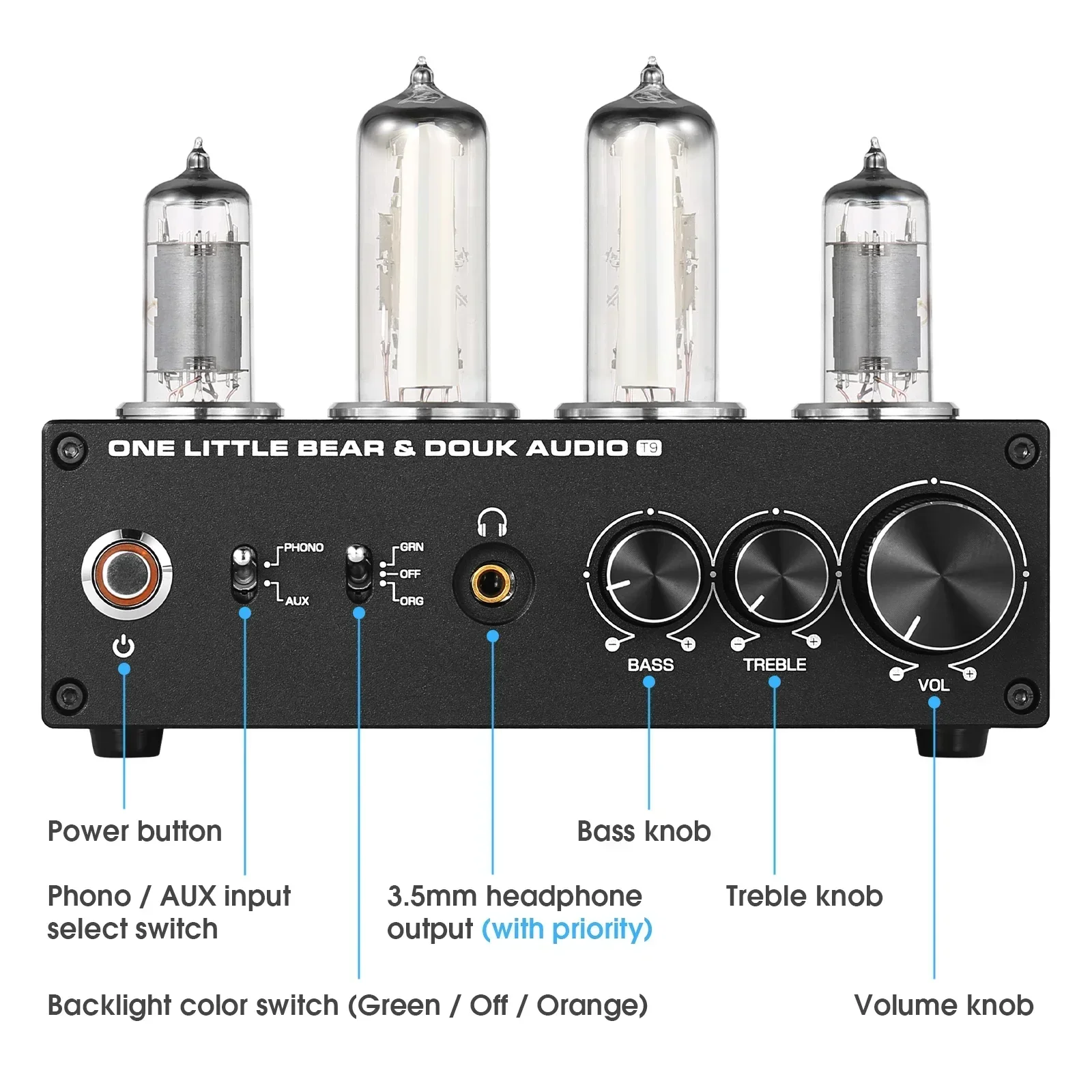 Douk Audio T9 Mini 6 e2 Stereo Audio tubo a vuoto preamplificatore MM/MC Phono Stage giradischi preamplificatore amplificatore per cuffie