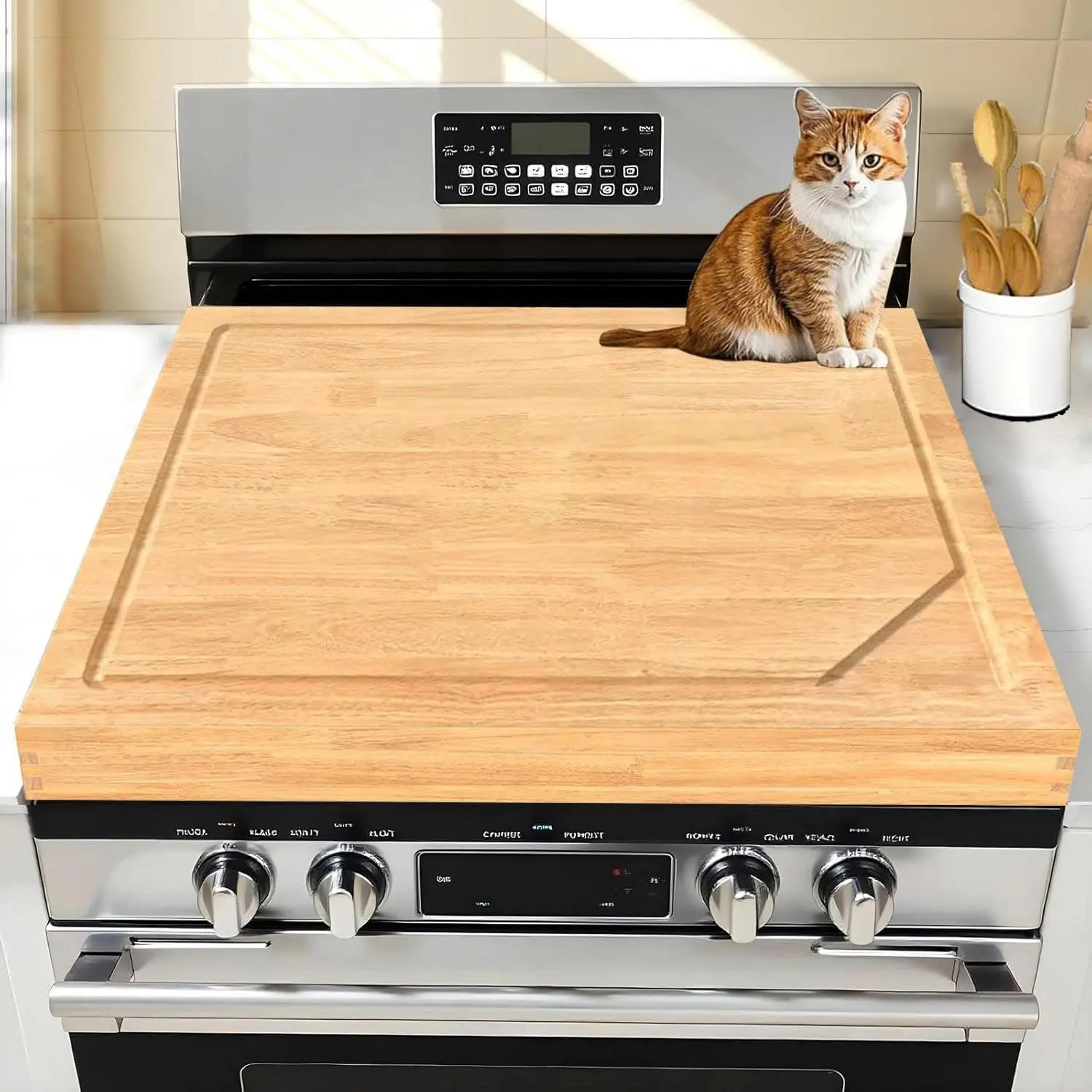 

Stove Top Covers for Electric Stove 30”x22” (Outer) / 28.9”x20.8” (Inner) – 3 in 1 Over The Sink Cutting Board, Gas