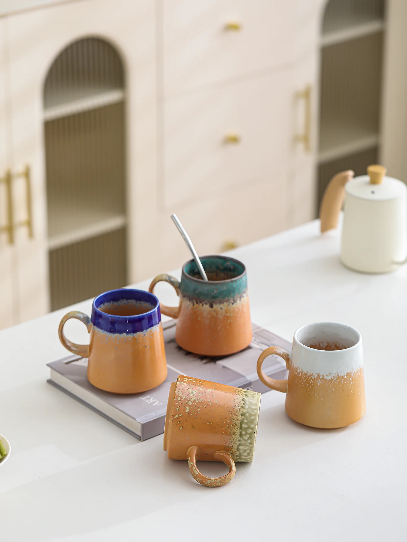 1 x 400ml large-capacity Middle Eastern-style ceramic mug; vintage kiln-change mug; coffee mug with kiln-change glaze