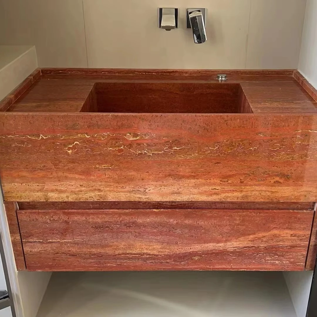 xx-Modern Luxury Stone Marble Bathroom Vanity Sink Rectangle Groove Design Vanity Table/Desk for Makeup/Dressing for Hotels*