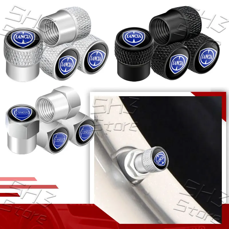 4 pçs/set tampas da válvula do pneu da roda do carro haste de ar do pneu à prova ddustágua cobre para delta 3 musa ypsilon phedra viagem acessórios