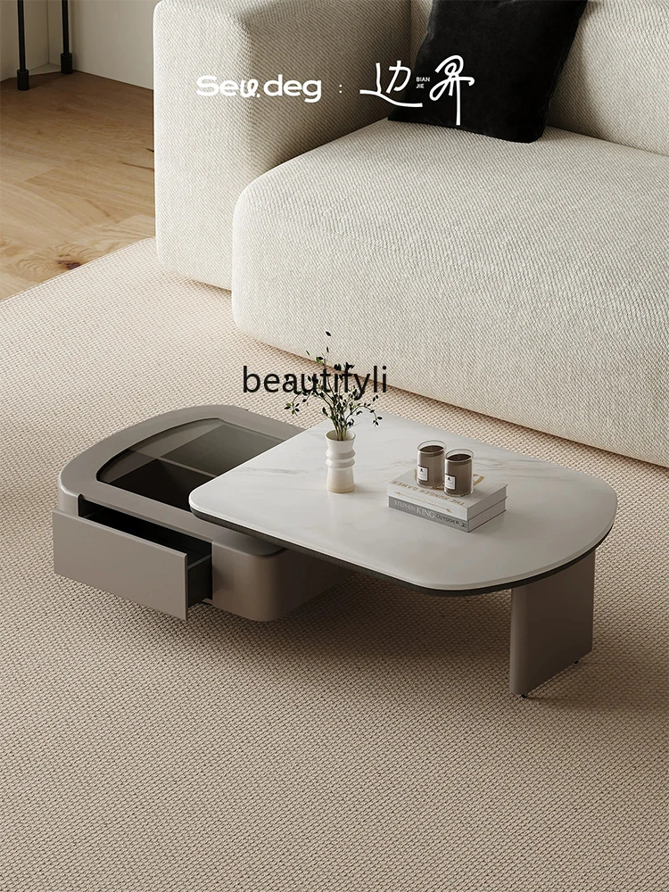 Italian Minimalist Rotating Coffee Table Microlite Living Room Home Silent Style Designer Tea Table