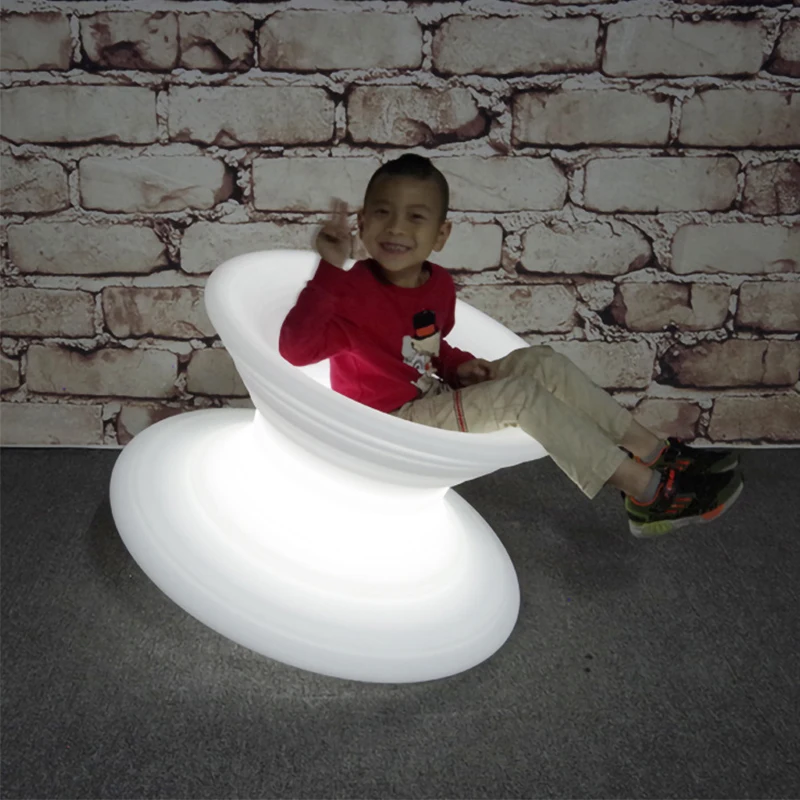 REAQ LED Gyro Chair D100*60cm Luminous Big Bar Chairs For Pleasure Waterproof Durable Lighted Garden Chair Tourist Furniture