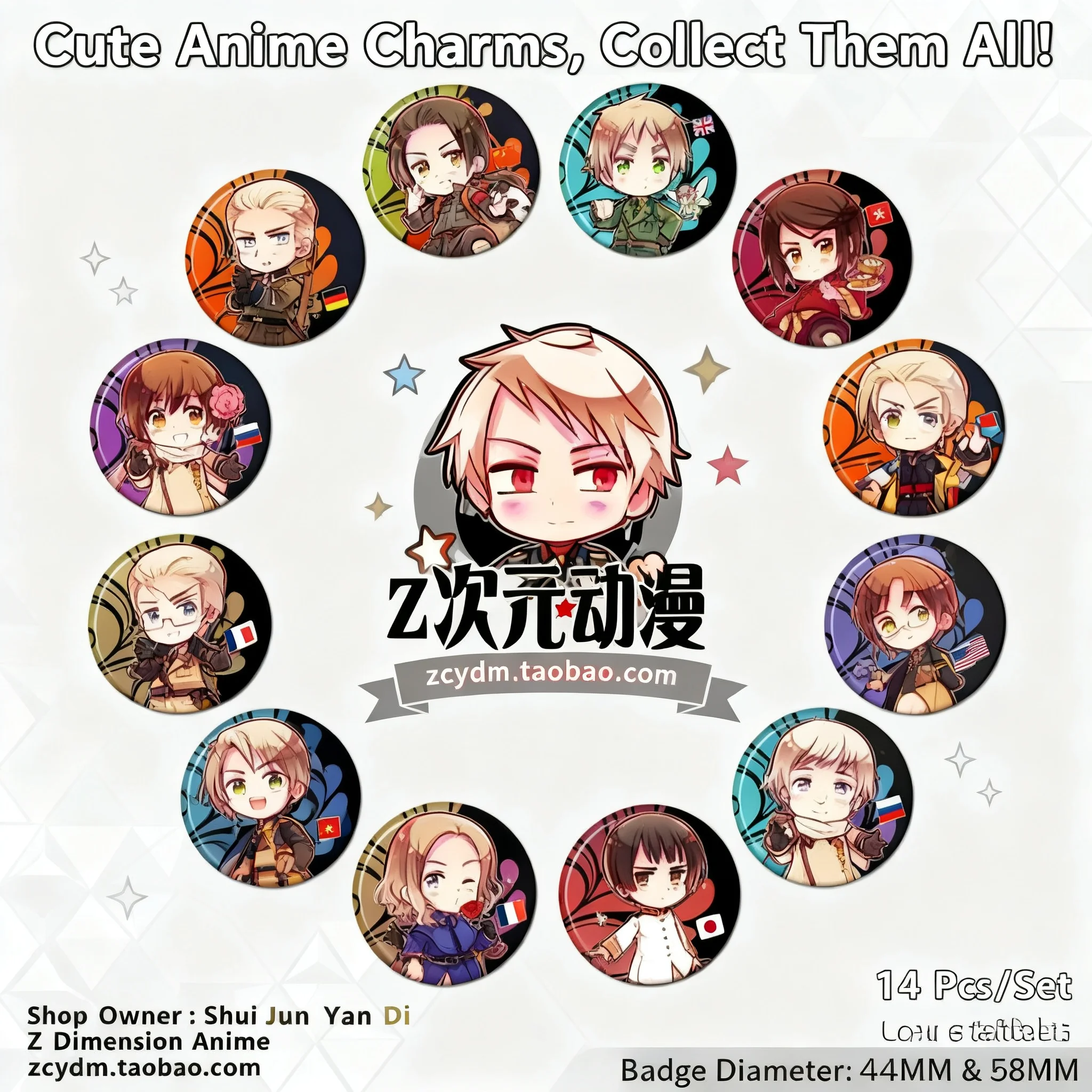Pin de Solapa con Diseño de Espejo de Hetalia, Accesorio de Cosplay de Wang Yao Rusia Arthur, Colección Estilo J