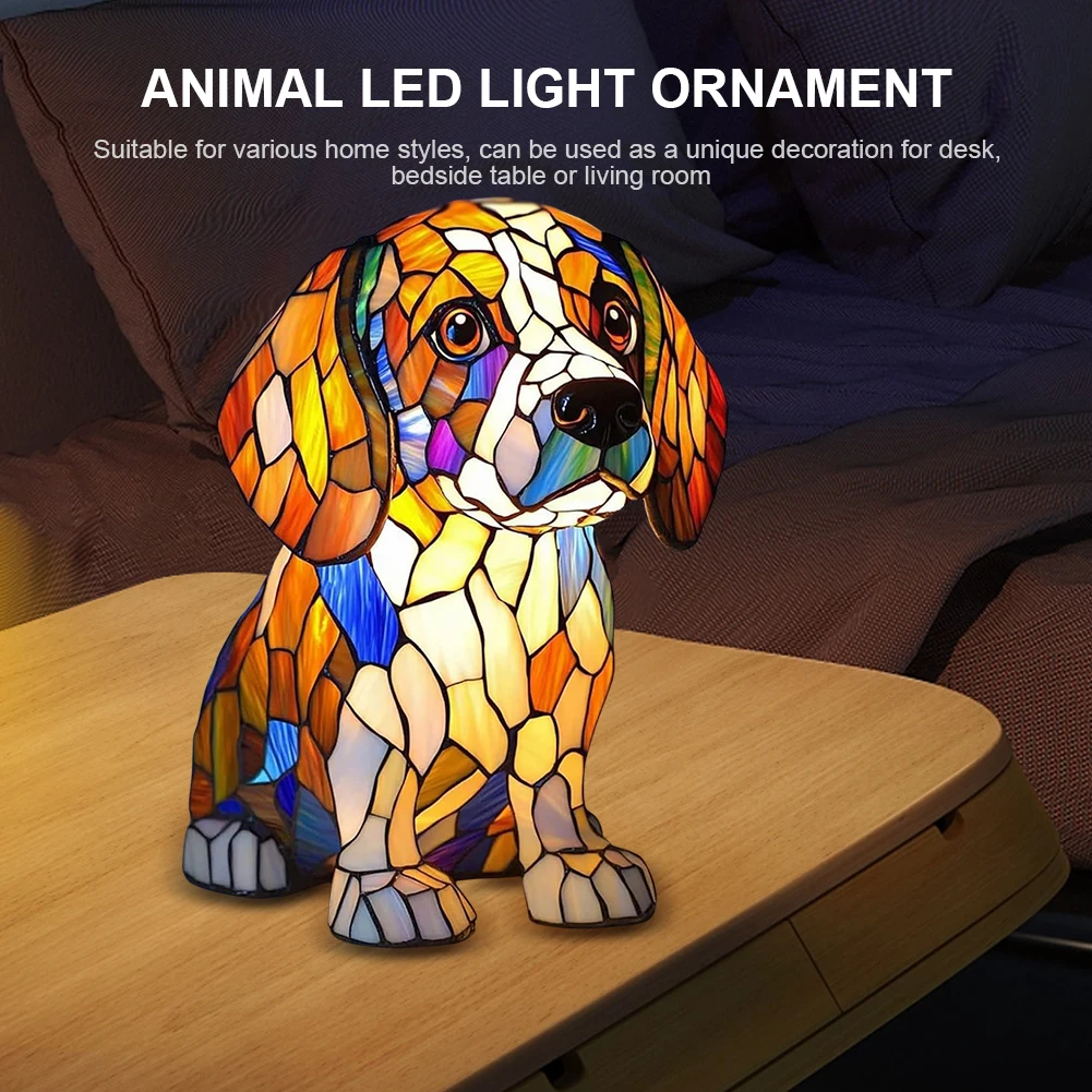 

Dog Lamp Dog Series Art Night Light Resin Stained Resin Dog Tabletop Night Light Vintage Night Light Fun Gift for Dog Lovers