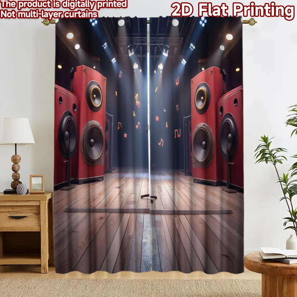 2D flat 2pcs Curtain Vintage drapes Curtains Concert Stage Speakers Digitally printed polyester Party Decorations Use for