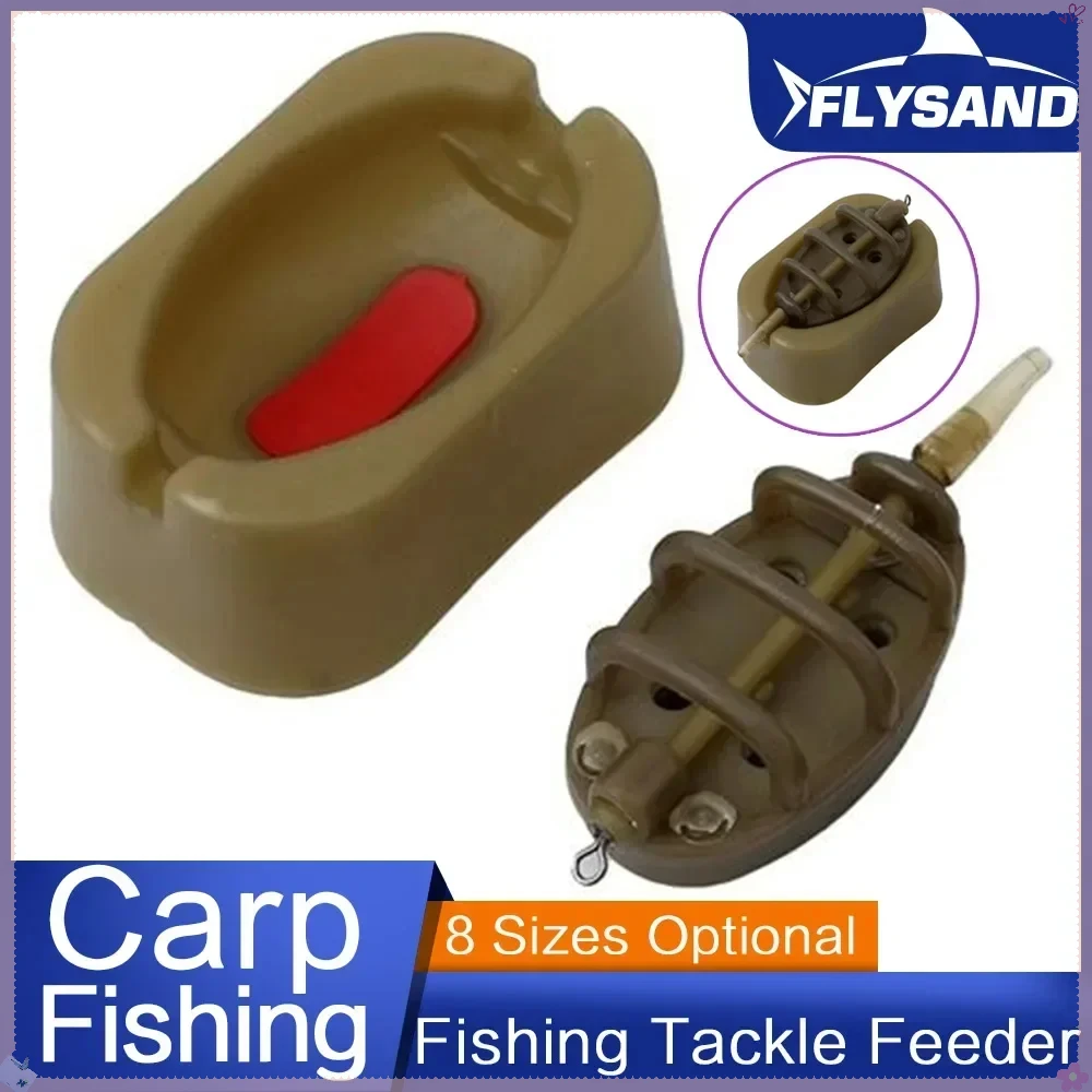 FLYSAND Inline Method Feeder Mould Carp Fishing Bait Thrower Tool Plumb Bait Holder with 8 Sizes