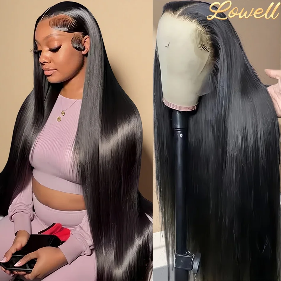 200 Dichte HD Lace Frontal Transparent 13x4 13x6 Lace 40 Zoll Straight 5x5 Verschluss Echthaar vorgezupfte natürliche Jungfrau-Perücken