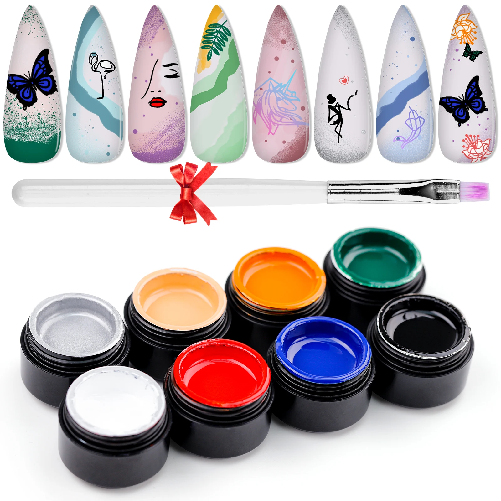 Painting Gel 8 colors 8ml Professional Nail Paint Color Gel Polish For Nail Art UV LED Drawing Gel Lacquer Gel Varnish