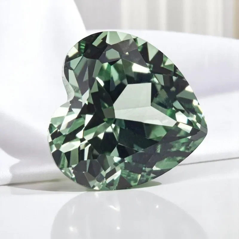 

Top Lab Grown Sapphire Heart Shape Green Color VVS1 Stone for Charms Diy Advanced Jewelry Making Selectable AGL Certificate