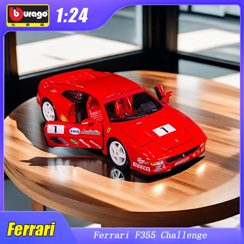 1:24 Ferrari F355 458 Challenge Wrc Car Diecast Model Bburago Edition Sports Rally Car Alloy Luxury Vehicle Toys Collection Gift