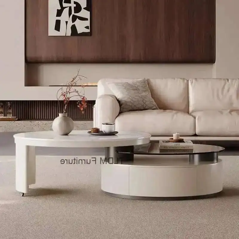 Mesa de Centro Premium Minimalista com Efeito Luxuoso, Mesa Simples e Única para Sala de Estar, Móveis Modernos