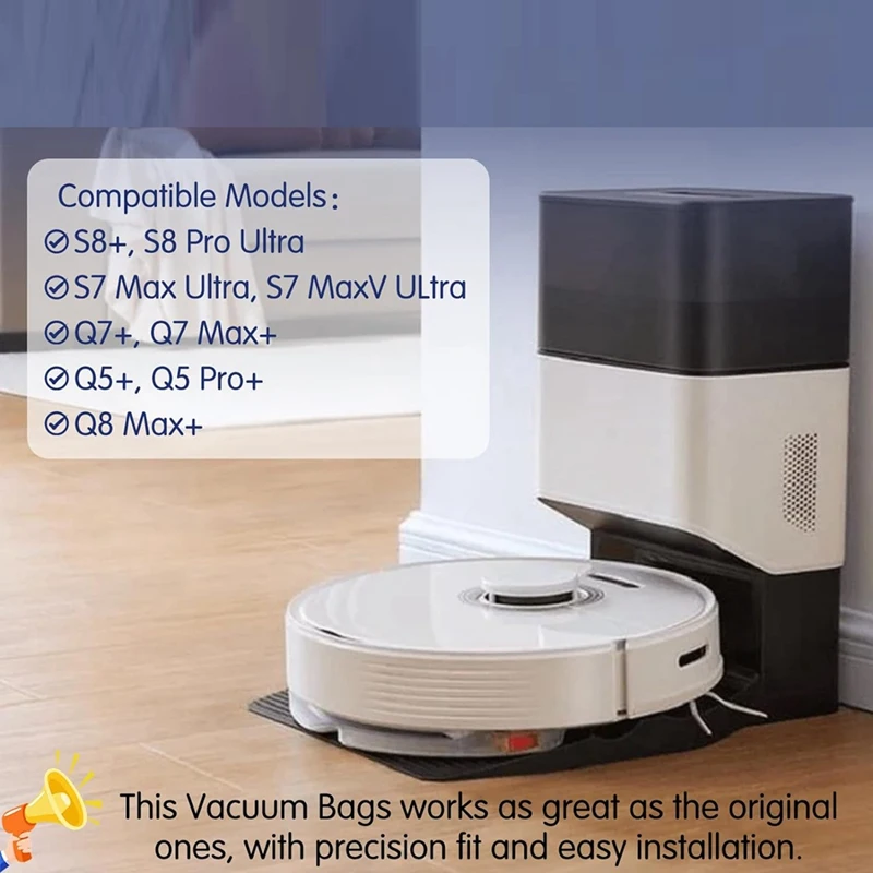 ABUD-16 Packs Disposable 2.5L Vacuum Bags For Roborock S8 Pro Ultra, S8+, S7 Max Ultra/Maxv Ultra, Q5+, Q7+, Q5 Pro+, Q8 Max+
