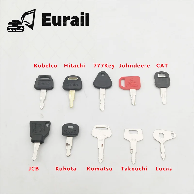 Hot sale 10 key Machinery Master Key Set For Kubota Komatsu Kobelco Machinery Digger