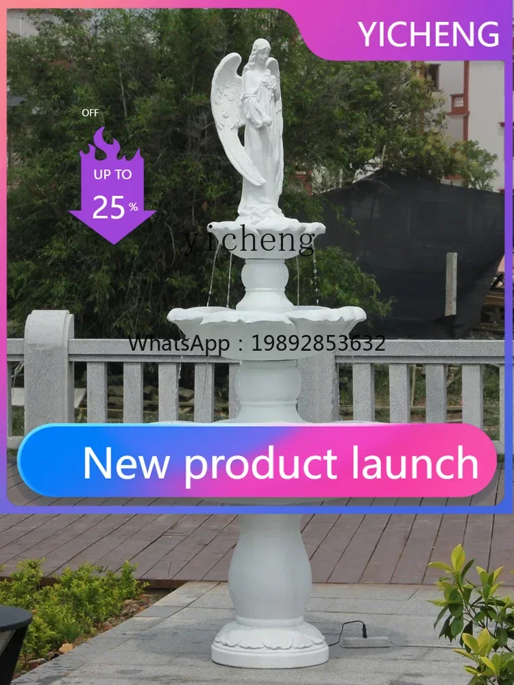 BJ  European Flowing Water Fountain Outdoor Garden Fish Pond Fountain Landscape Wedding Ornament Circulating Water Wishing Pool