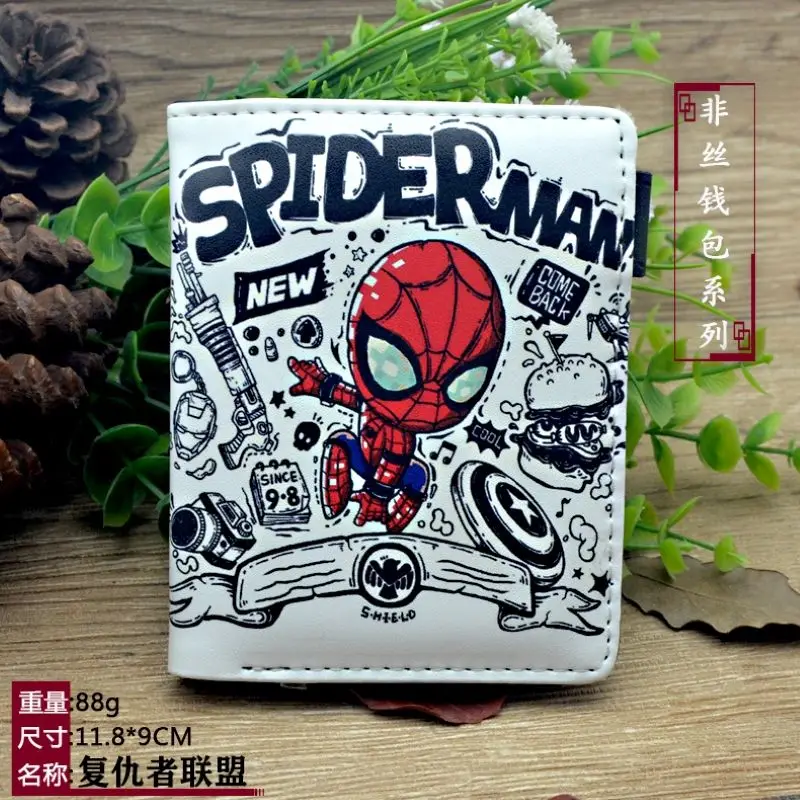 marvel Avengers Short Wallet Spider-Man Personalized Cartoon Children Boy Teenage Student Change Card Pack Anime Birthday Gift