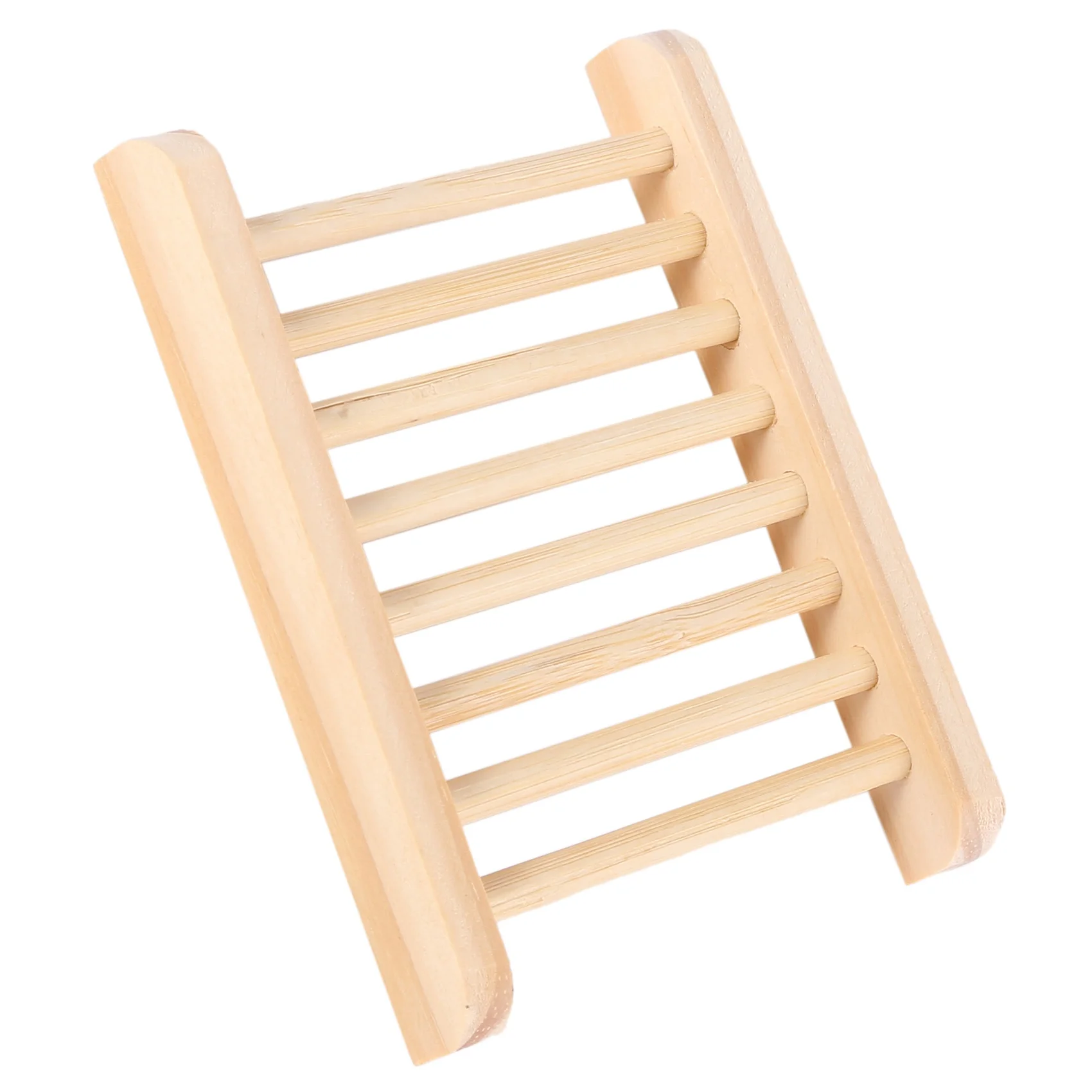 ABFW Wood-color Trapezoid Natural Wood Soap Plate Box Bath Soap Tray Holder Dish Shower Wash 12*9*1.7cm