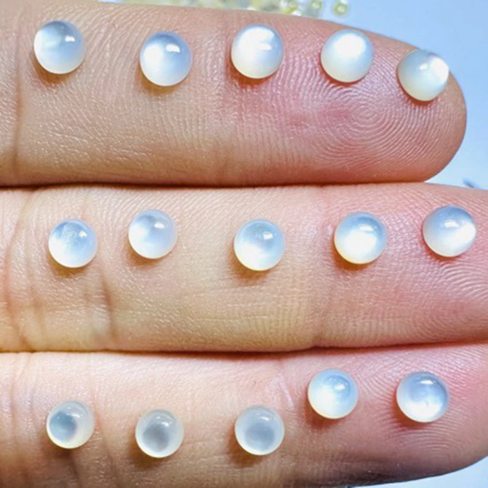 

2-4mm Natural White Pearl Shell Round Plain Flat Base Loose Stone Mother Of Pearl Jewelry Inlay Matching Gemstones