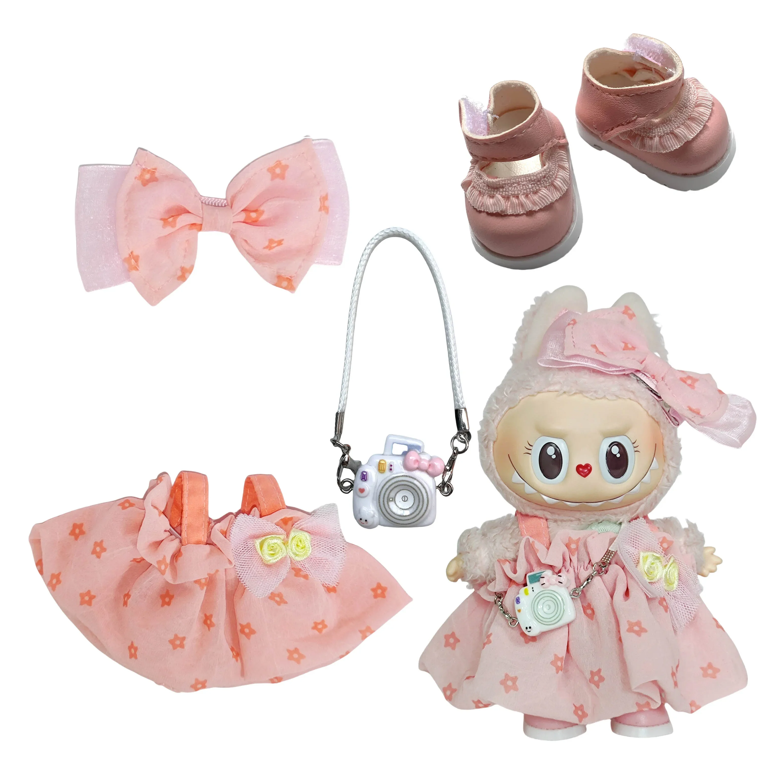 ملابس لـ Labubu 1st & 2nd Generation Keychain Labubu Clothing Hanger Pullbu Premium Scrt Set