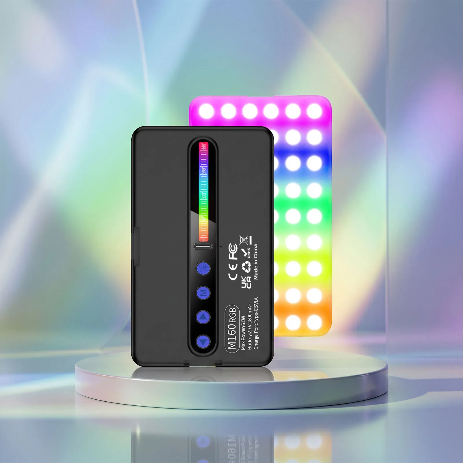 6.5W RGB LED Video Light 2700K-6500K Camera Phone Fill Light 1800mah Type-C Charging for Vlogging Photography Video Conference