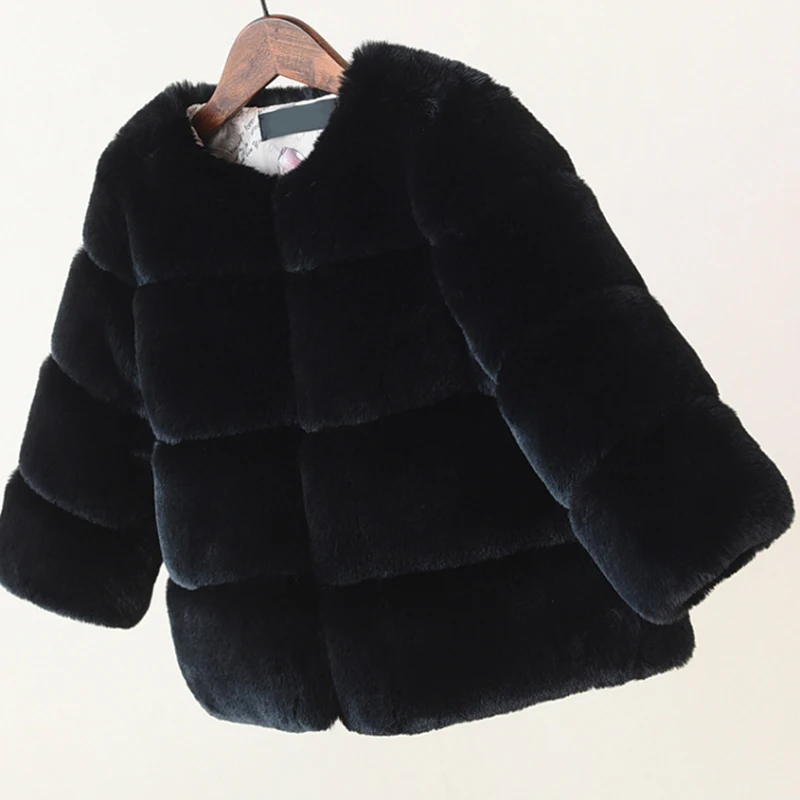 Neue Mädchen Winter Pelzmantel Elegante Teenager Mädchen Faux Pelz Jacken Dicke Mäntel Warme Parkas Kinder Oberbekleidung 1-10Yrs Mädchen Kleidung – Detail 3