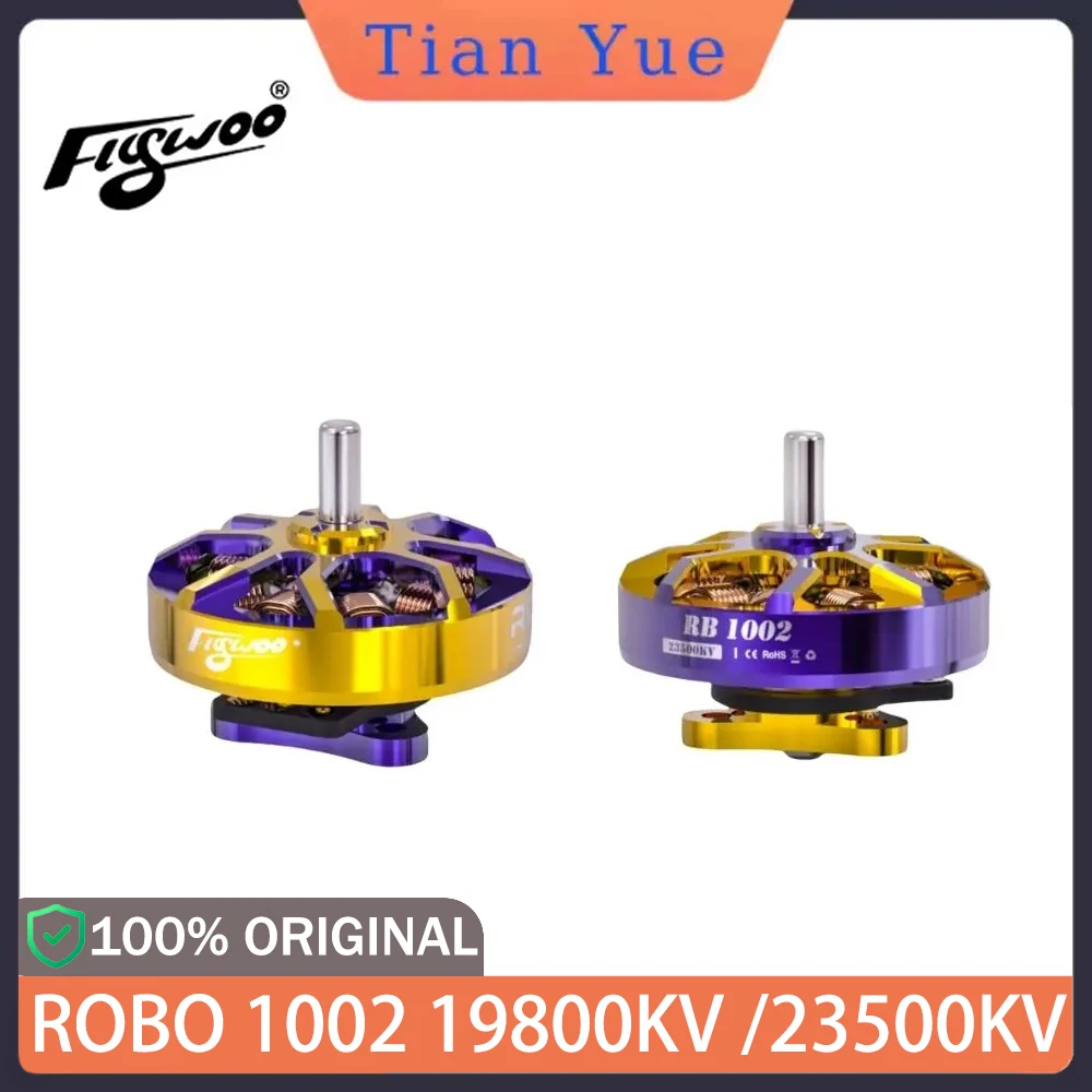 

Бесщеточный двигатель Flywoo ROBO 1002 FPV — 19800 кВ/23500 кВ, стабильное управление для Whoop, сменный аксессуар для зубочистки ​