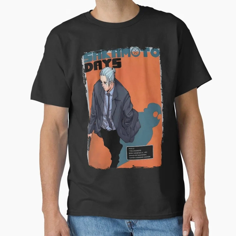

Funny 80s Manga taro Sakamoto Days Anime t shirt for men Large size Tops S-6XL 100% cotton mens Clothes